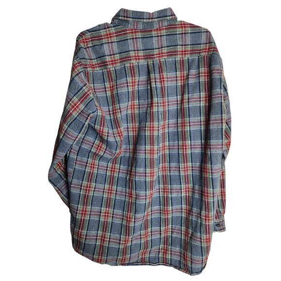 LL Bean Mens Shirt L Tall Gray Scotch Plaid Flannel Long Sleeve 228066 - Picture 2 of 5
